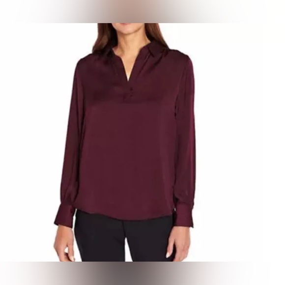 Banana Republic Tops - Banana Republic Satin Pullover Split Neck Blouse - Size Large